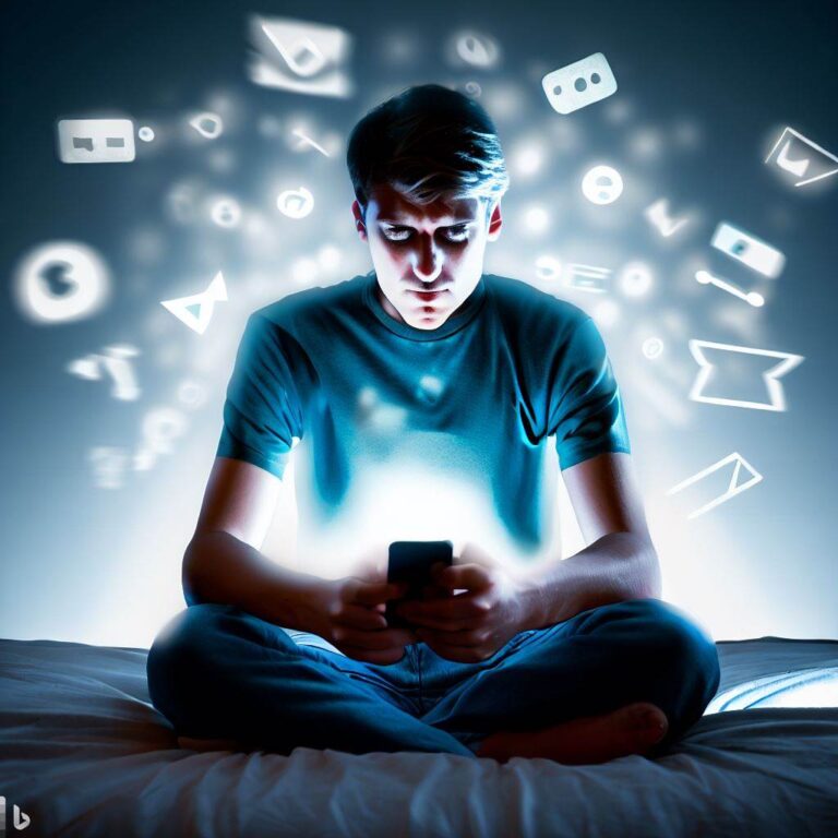 Jovem absorto no celular, ilustrando o uso excessivo de redes sociais