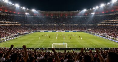 Estádio lotado em noite de jogo eliminatório de copa nacional